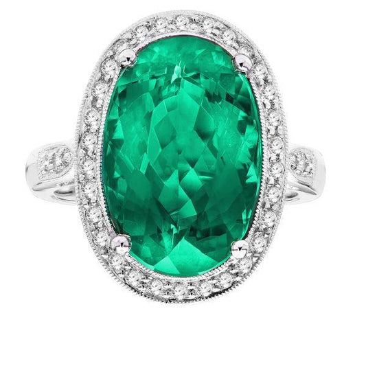 Tourmaline And Diamonds 22 Carats Wedding Ring Gold White 14K