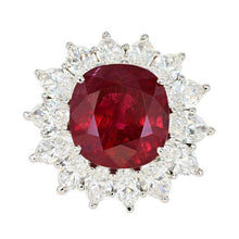 Wedding Ring Natural Garnet With Diamonds 13 Ct White Gold 14K