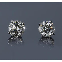 White Gold 2 Carats Round Diamond Stud Earrings